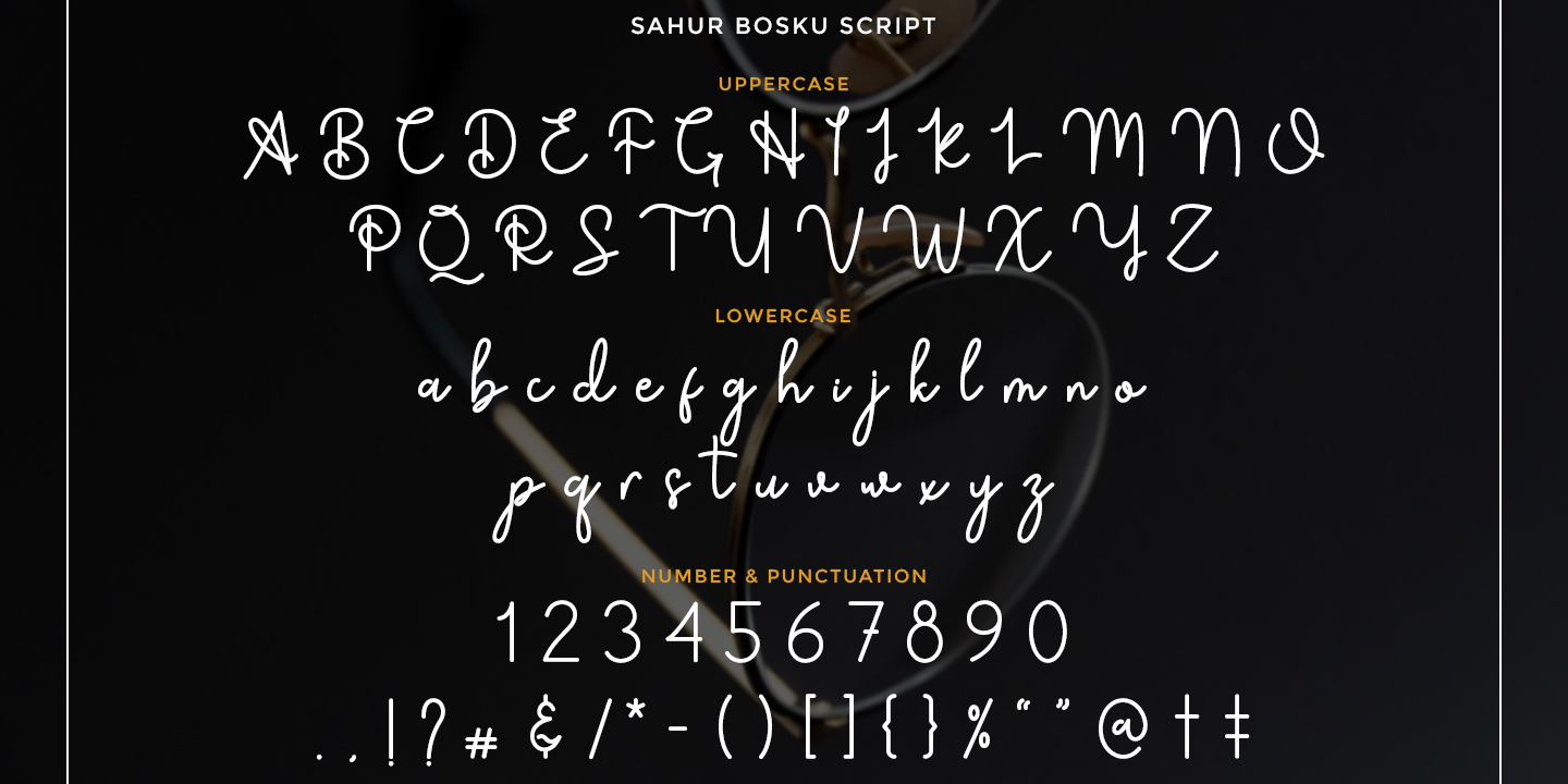 Beispiel einer Sahur Bosku Script-Schriftart